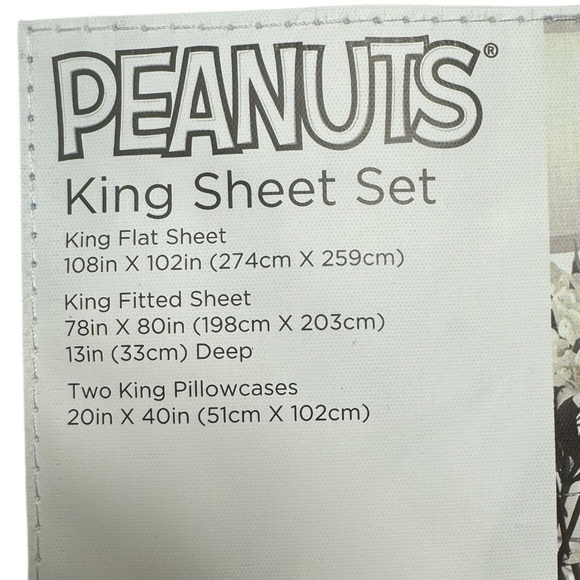 Peanuts Snoopy & Woodstock Puffer King Sheet Set - Snoopy Winter Theme Brand New - Picture 7 of 8